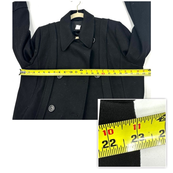 J Crew Pea Coat Womens 14 Wool Blend Double Breasted Preppy Classic Black - Picture 9 of 10